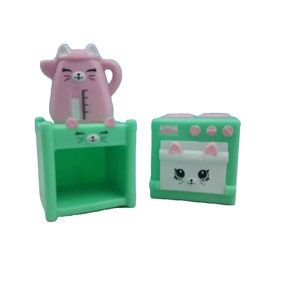 Shopkins Happy Places Kitty Kitchen Petkins Furniture Lot Mint Green Oven...